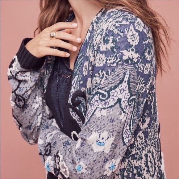 Anthropologie Emmia Hand Stitched Cardigan Monogram - Picture 2 of 14